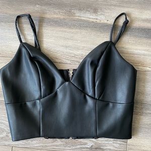Bebe size Medium vegan leather crop top